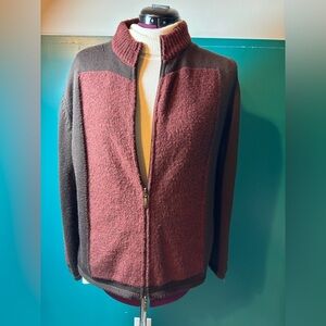 Ortensia Burgundy and Brown Sweater Made in Italy Wool